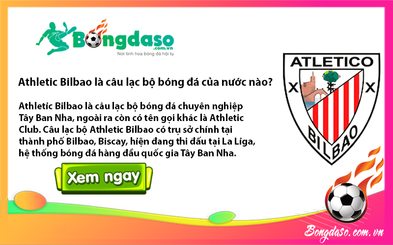 Athletic Bilbao là câu lạc bộ bóng đá của nước nào?